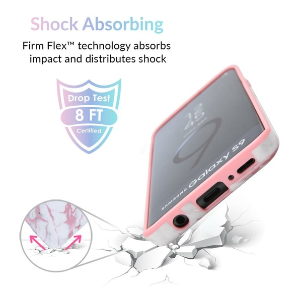 White Marble Pink Chrome Samsung Galaxy S9 shockproof Case - Picture 3 of 7
